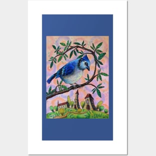 Blue Jay Watercolor Painting Posters and Art